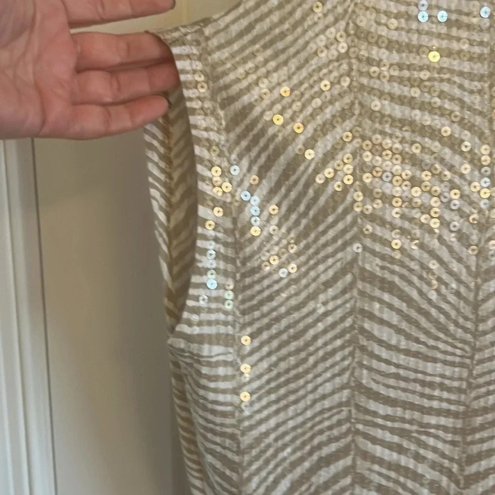 Michael Kors Sequin Scoop Neck Dolman Sleeve Top Size S Animal Print - Picture 5 of 10